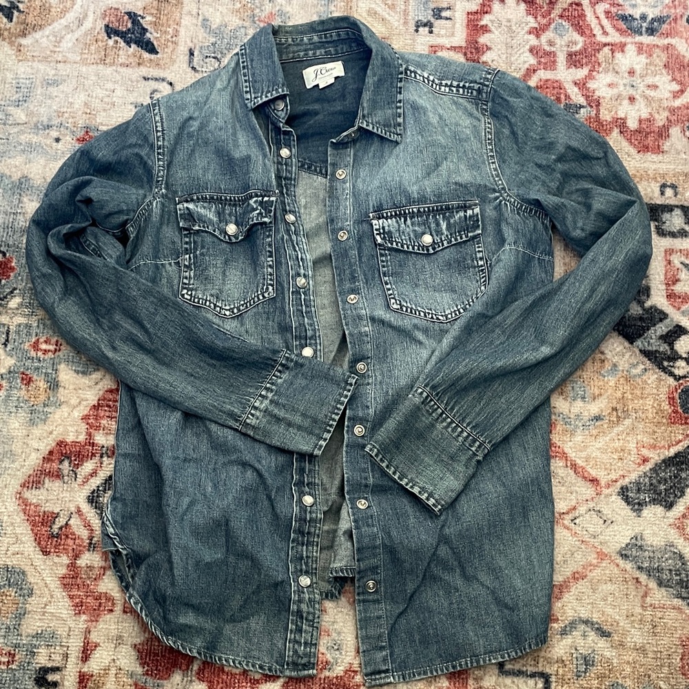 J.Crew Womens Denim Button-Up Shirt
